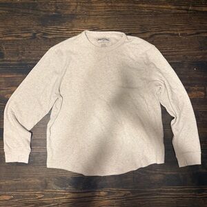 American Eagle Outfitters Long Sleeve Crewneck Shirt - Light Beige Heather